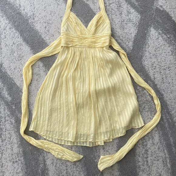 Light Yellow BCBG Max Azria Halter Dress - Picture 3 of 8